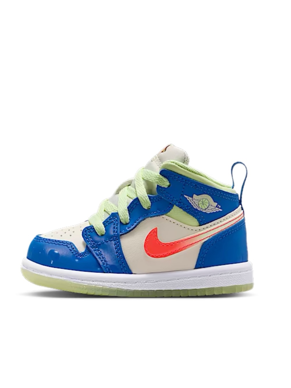 New in box! Nike Kids Jordan size 10c Blue, Orange & Lime High-Top Sneaker